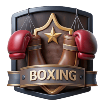 3D Illustration Boxing Gloves and Shield Emblem png
