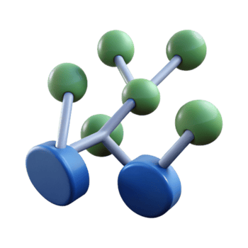 3D Render Molecular Structure Green Blue Atoms Bonds Science Illustration png