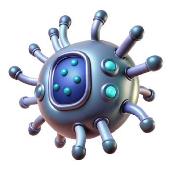 3D Render of Futuristic Virus Illustration png