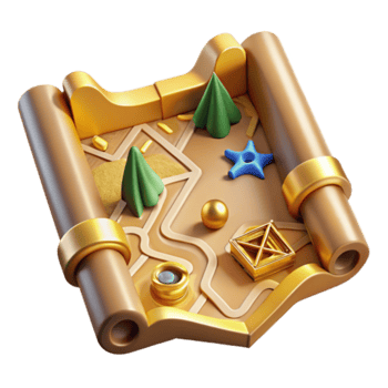 3D Render of a Treasure Map Scroll Illustration png