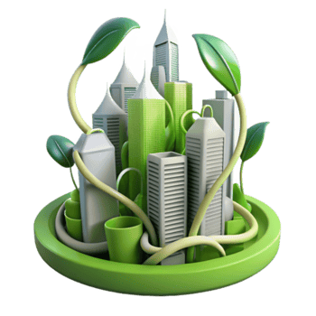 Eco-City Metropolis 3D Illustration Sustainable Urban Landscape with Greenery png