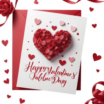 Valentine's day card with red roses and hearts png