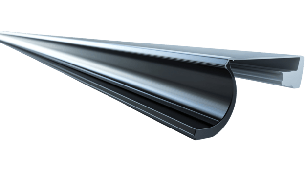 Metallic Gutter Section Detailed Closeup View png