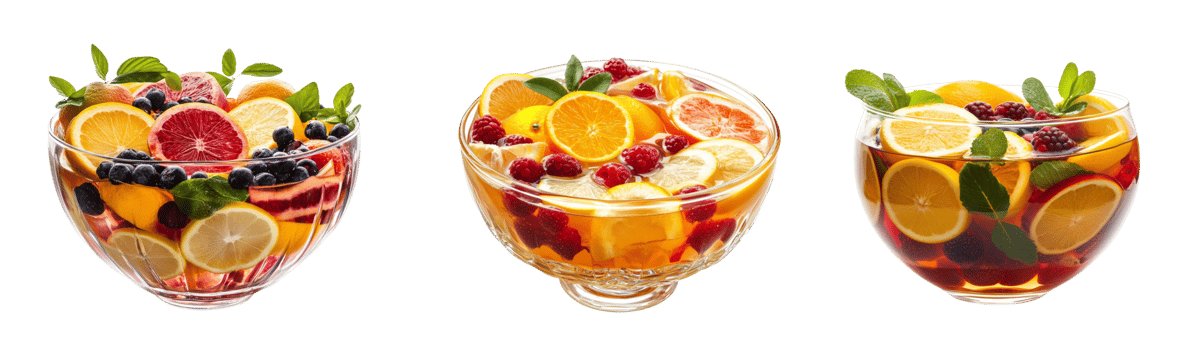 Three Refreshing Fruit Bowls Filled With Citrus And Berries png