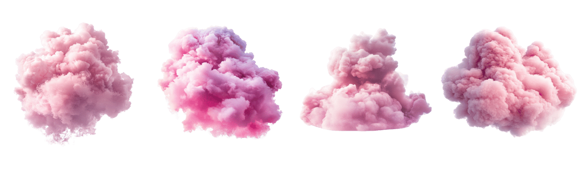 Pink Smoke Clouds Isolated on Black Background png