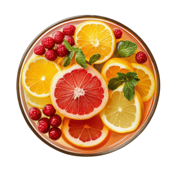 Refreshing Citrus Fruit Punch with Raspberries and Mint png