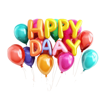Happy Birthday Balloons with Colorful Celebration Text png