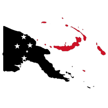 Papua New Guinea flag on the map png
