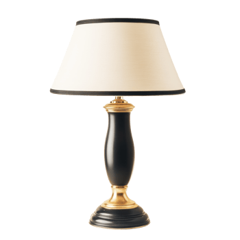 Elegant Black and Gold Table Lamp with Cream Shade png