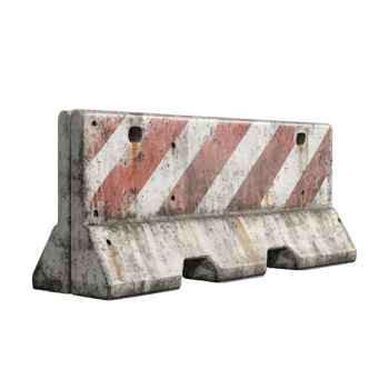 Weathered Concrete Road Barrier With Diagonal Stripes png