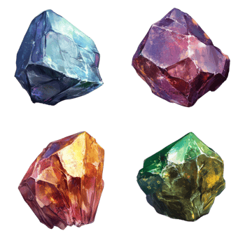 Vibrant Gemstones Collection Displaying Diverse Colors and Textures png