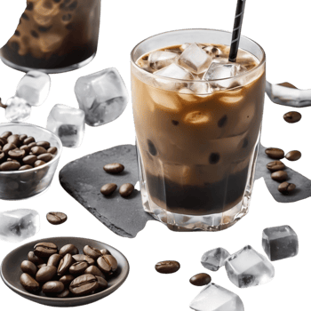 Coffee iced coffee with ice cubes png