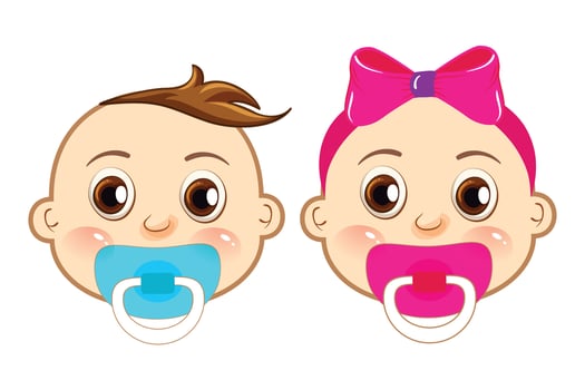 Cute Baby Boy and Baby Girl Face On White Background vector