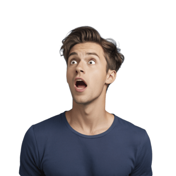 Young man with open mouth and surprised expression png