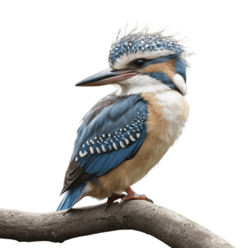 A blue and white bird with a mohawk sitting on a branch png