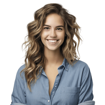 A woman with long hair smiling png