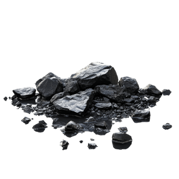 Black rocks arranged artistically on a transparent background for a minimalist presentation, black rocks on the ground, isolated on transparent background png