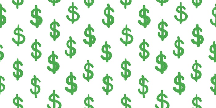 seamless pattern with green dollar symbol in hand drawing style vector