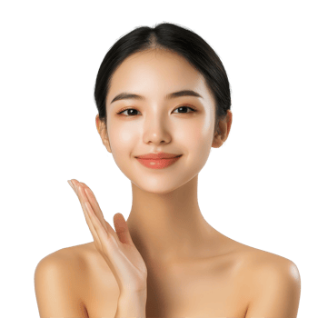 Elegant young Asian woman showcasing natural beauty in a studio setting with a serene expression, Studio shot Beautiful young Asian woman with clean fresh png