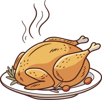 Roasted chicken on Plate vector