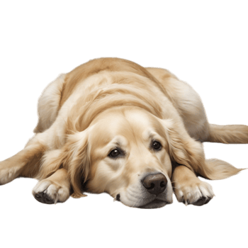 A golden retriever laying down on a black background png