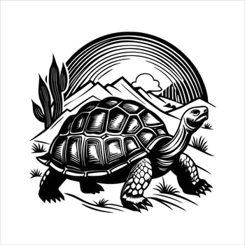 Cute tortoise in desert vector
