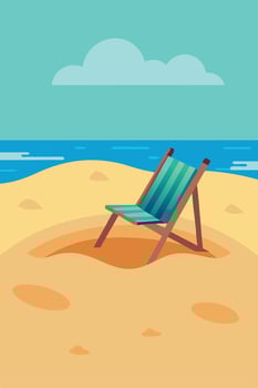 Beach Chair Sandy Shore Summer Vacation Ocean Relaxation Solitude vector