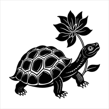 hand drawn turtle silhouette. vector