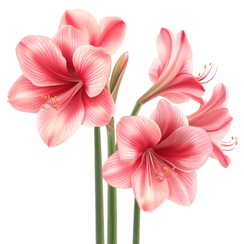 Vibrant amaryllis flowers in bright colors against a transparent background highlight their beauty, amaryllis flowers isolated transparent background png