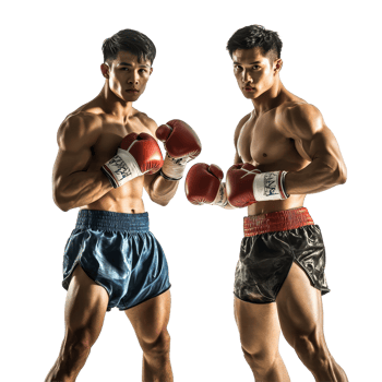 Asian professional boxers prepare to face each other in a ring on a transparent backdrop, Asian Professional Boxers Ready to Fight on transparent background png