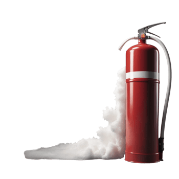 A fire extinguisher with smoke coming out of it png