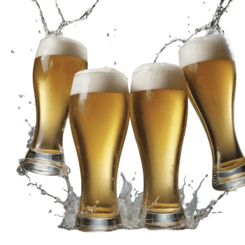 Three glasses of beer with splash png