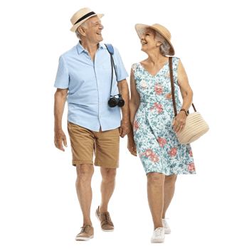 An older couple walking together png