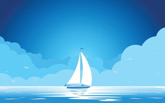 modern sailing yacht at sea vector