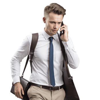 A man in a shirt and tie talking on the phone png