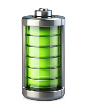 a battery with green light on a transparent background png