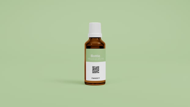 Mockup bottle with label on a green background psd