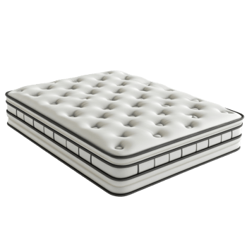 Detailed rendering of a modern mattress design isolated on a clean transparent background for product display, Mattress section 3d rendering isolated on transparent background png