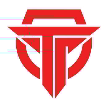 Red geometric logo, angular design, bold simplicity, symmetrical composition, minimalist emblem vector
