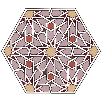 Islamic pattern. Geometric lattice mandala in Arabic style. Oriental ornament. Mosque decoration element. Muslim mosaic. Arabesque. Coloring book page. Persian motifs. vector