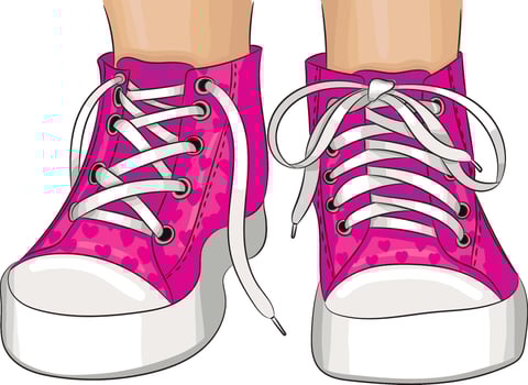 Pink sneakers with hearts isolated on white vector
