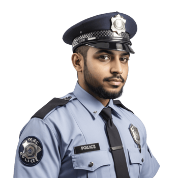 A young man in a police uniform png