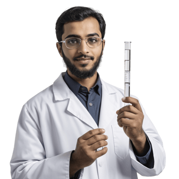 A male scientist holding a tube with a test tube png