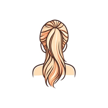 Cartoon drawing of a blonde woman with a ponytail. The drawing is of a woman with long hair vector