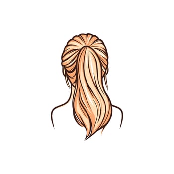 Cartoon drawing of a woman with long blonde hair. The hair is styled in a ponytail vector