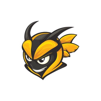 A yellow and black horned head with horns vector
