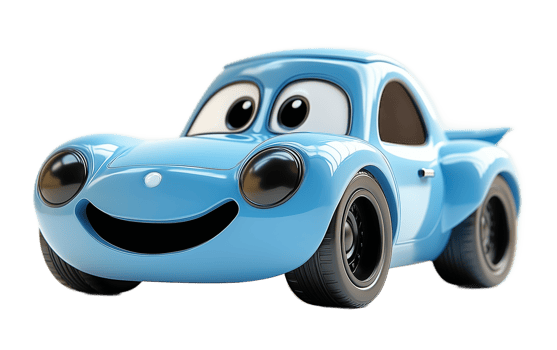Adorable Blue Cartoon Car Character Design Illustration Happy Smiling Sports Coupe png