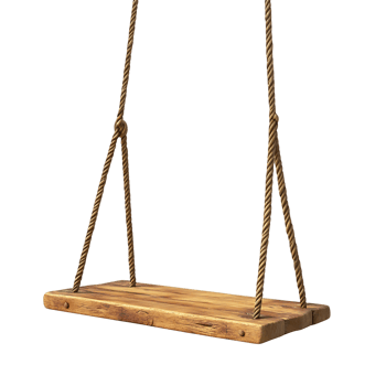 Rustic Wooden Hanging Swing for Gardens png