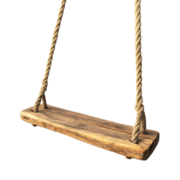 Vintage Rope Swing with Wooden Seat png