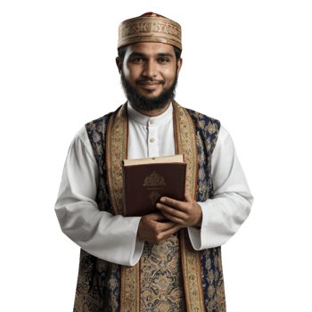 Muslim man in traditional clothing holding a bible png